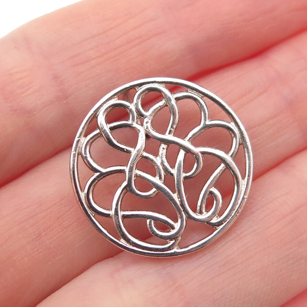 MARK LASH 925 Sterling Silver Vintage Floral Slide Charm Pendant